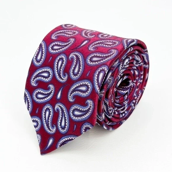 Robert Talbott Paisley Woven Silk Tie Best of Class Red Navy Blue White New NWT - Picture 7 of 7